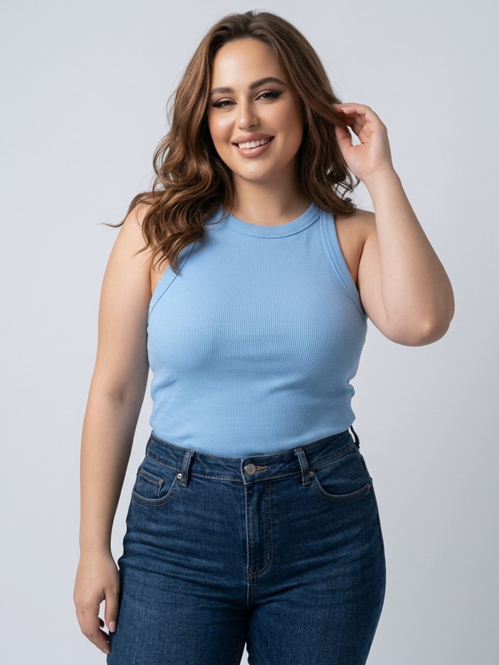 SO brand Light Blue Ribbed Tank Top - Women's Sleeveless Knit